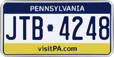 PA license plate JTB4248