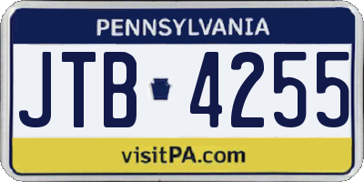 PA license plate JTB4255