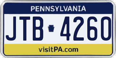 PA license plate JTB4260