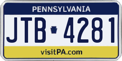 PA license plate JTB4281