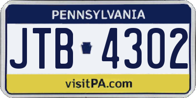 PA license plate JTB4302