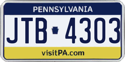 PA license plate JTB4303