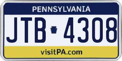 PA license plate JTB4308
