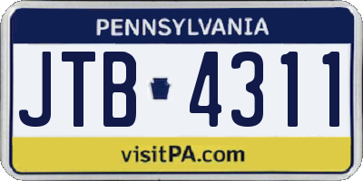 PA license plate JTB4311