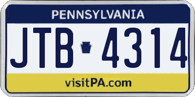 PA license plate JTB4314