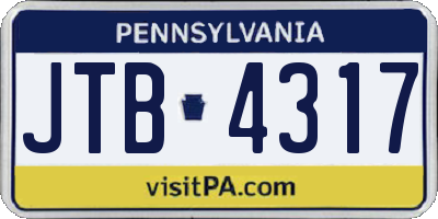 PA license plate JTB4317