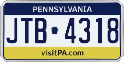 PA license plate JTB4318