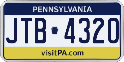 PA license plate JTB4320