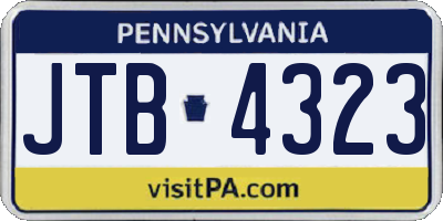 PA license plate JTB4323