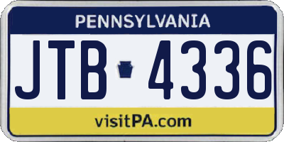 PA license plate JTB4336