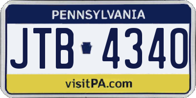 PA license plate JTB4340