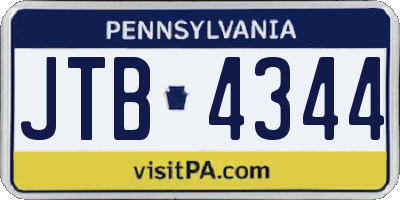 PA license plate JTB4344