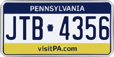 PA license plate JTB4356