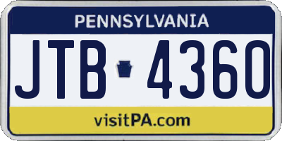 PA license plate JTB4360