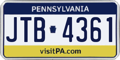PA license plate JTB4361
