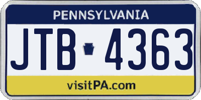 PA license plate JTB4363