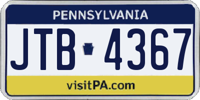 PA license plate JTB4367
