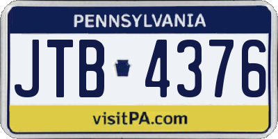 PA license plate JTB4376
