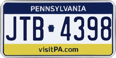 PA license plate JTB4398