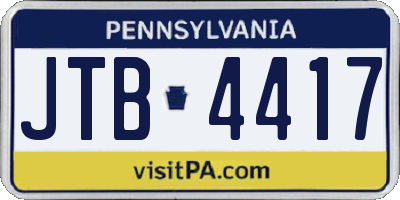 PA license plate JTB4417