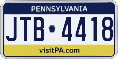 PA license plate JTB4418