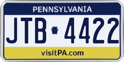PA license plate JTB4422