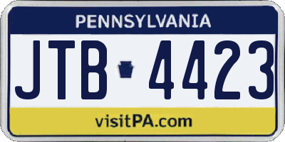 PA license plate JTB4423
