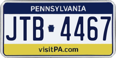 PA license plate JTB4467