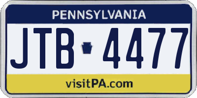 PA license plate JTB4477