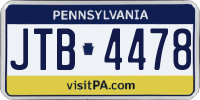 PA license plate JTB4478