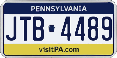 PA license plate JTB4489