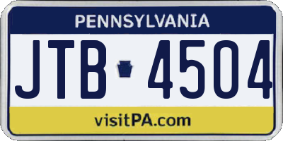 PA license plate JTB4504