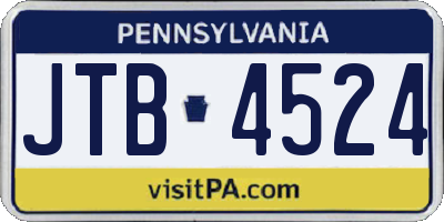 PA license plate JTB4524