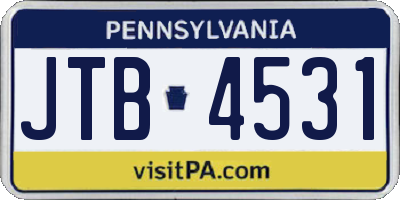 PA license plate JTB4531