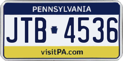 PA license plate JTB4536