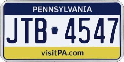 PA license plate JTB4547