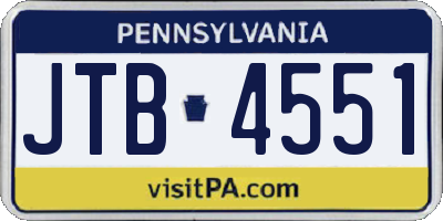 PA license plate JTB4551