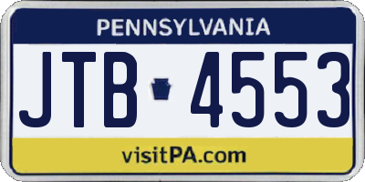 PA license plate JTB4553