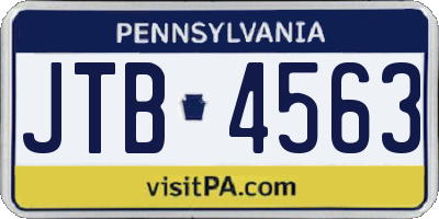 PA license plate JTB4563