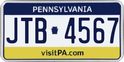 PA license plate JTB4567