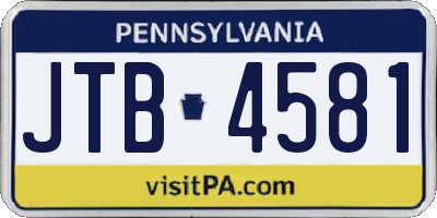 PA license plate JTB4581