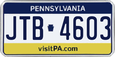 PA license plate JTB4603