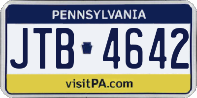 PA license plate JTB4642