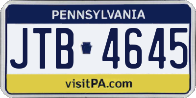 PA license plate JTB4645