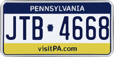 PA license plate JTB4668