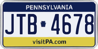 PA license plate JTB4678