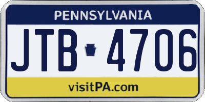 PA license plate JTB4706