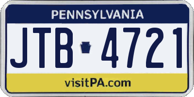 PA license plate JTB4721