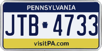 PA license plate JTB4733