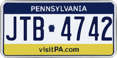 PA license plate JTB4742